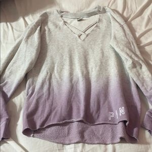 Pink ombré choker v-neck sweater